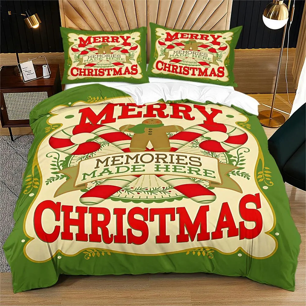 Merry Christmas Memories Made Here Christmas Gift Duvet Cover Set Kids Bedding Set
