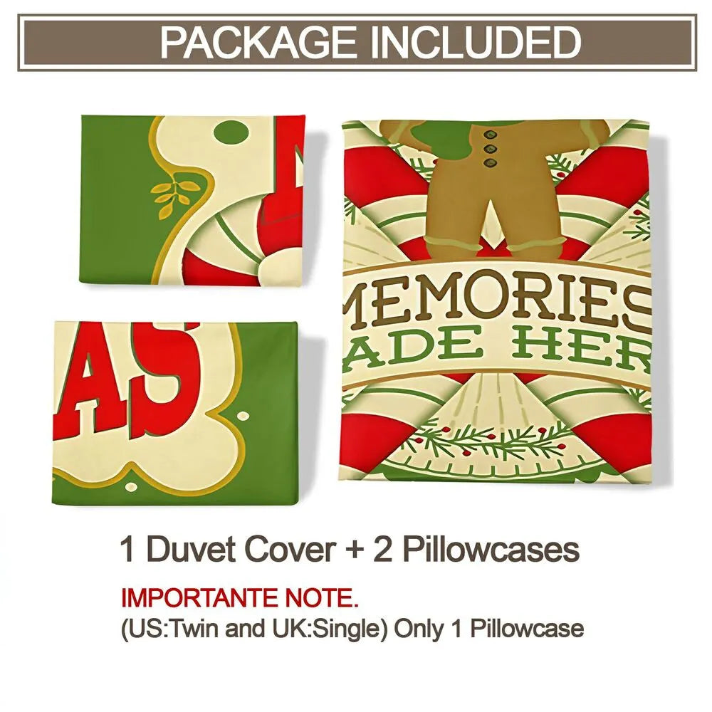 Merry Christmas Memories Made Here Christmas Gift Duvet Cover Set Kids Bedding Set