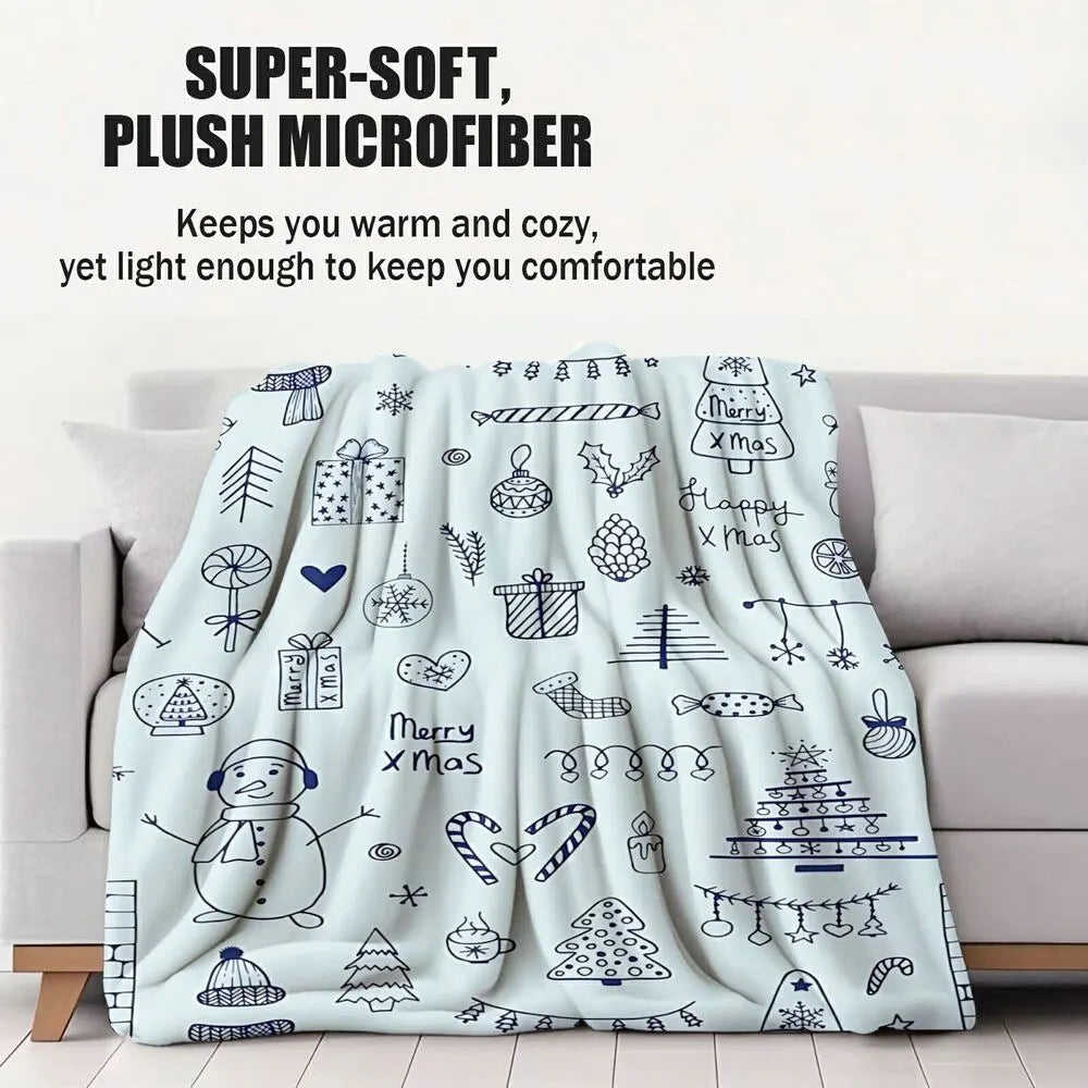 Merry Xmas Doodle Style Multipurpose Throw Blanket