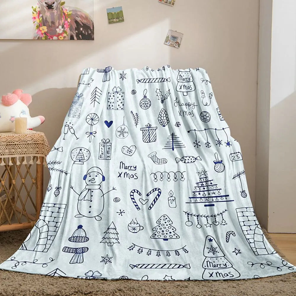 Merry Xmas Doodle Style Multipurpose Throw Blanket