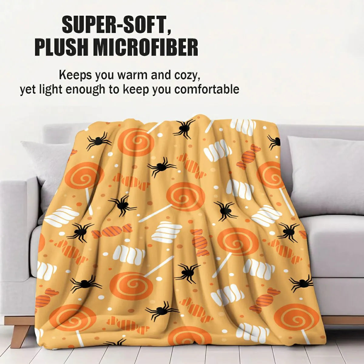 Multifunctional Halloween Candy Spider Flannel Throw Blanket