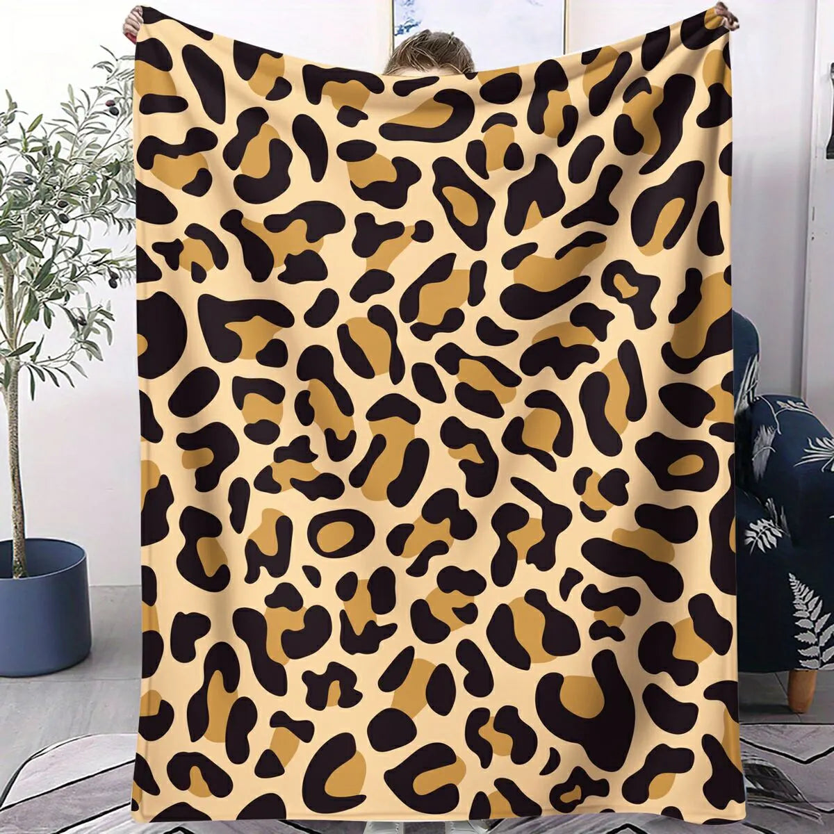 Leopard Print Flannel Throw Blanket
