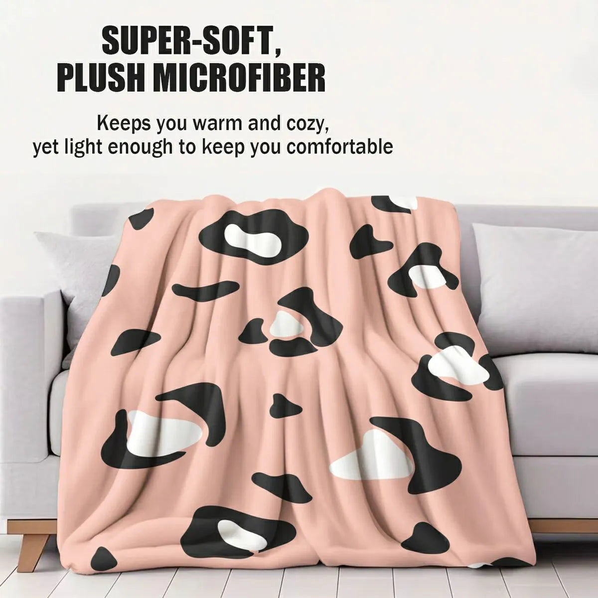 Multifunctional Pink Leopard Print Flannel Blanket