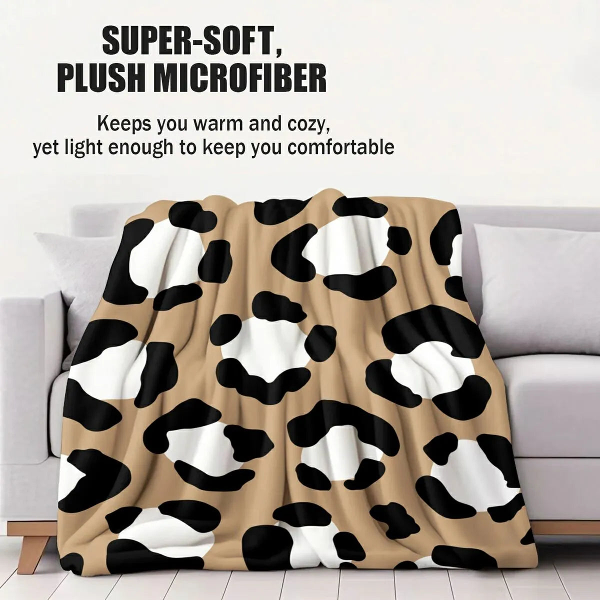 Multifunctional Print Leopard Flannel Throw Blanket