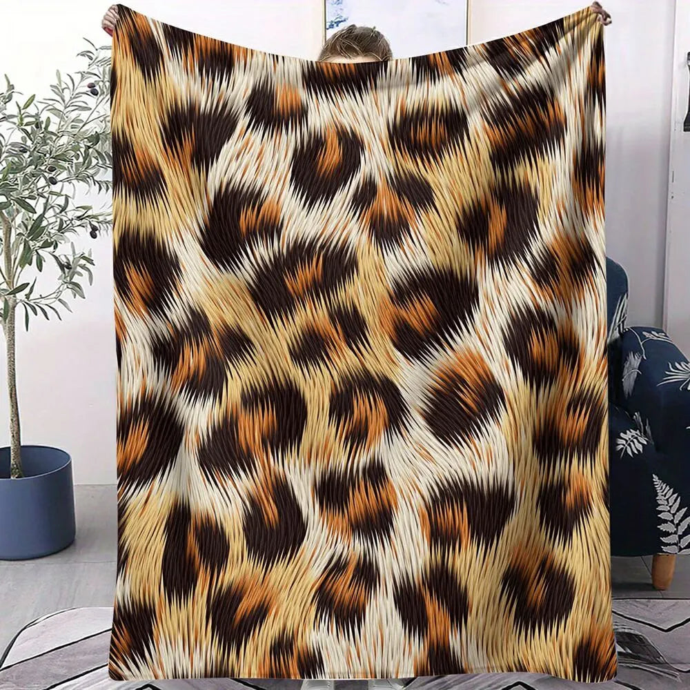 Realistic Leopard Print Flannel Throw Blanket