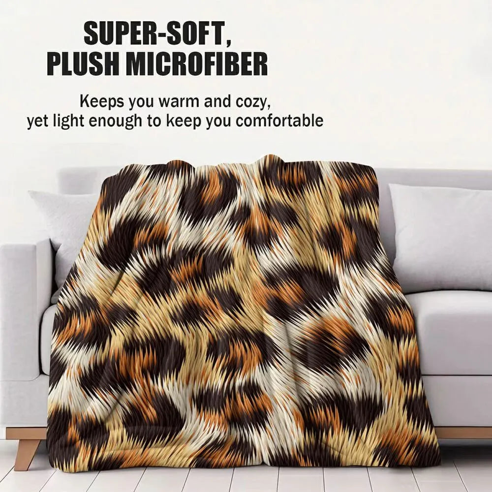 Realistic Leopard Print Flannel Throw Blanket