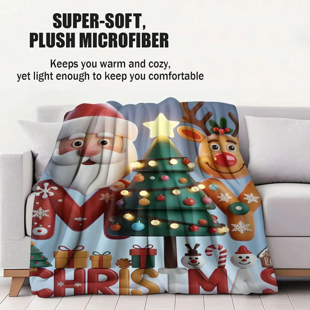My Christmas Santa and Reindeer Multipurpose Throw Blanket