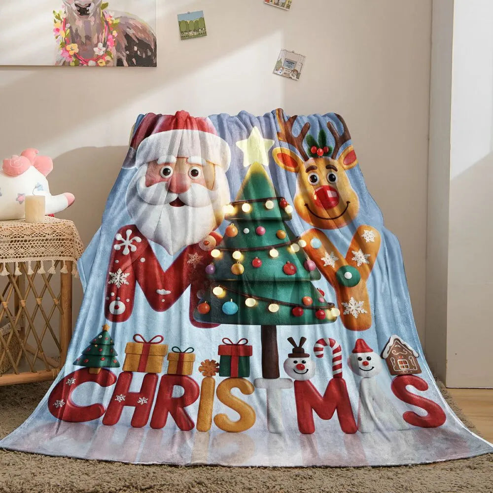 My Christmas Santa and Reindeer Multipurpose Throw Blanket