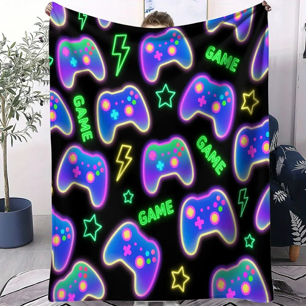 Neon Game Controller Multipurpose Throw Blanket