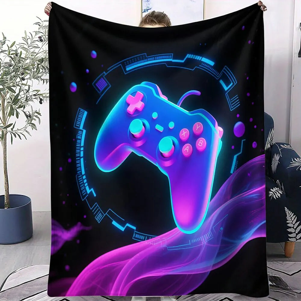 Neon Game Controller Multipurpose Throw Blanket