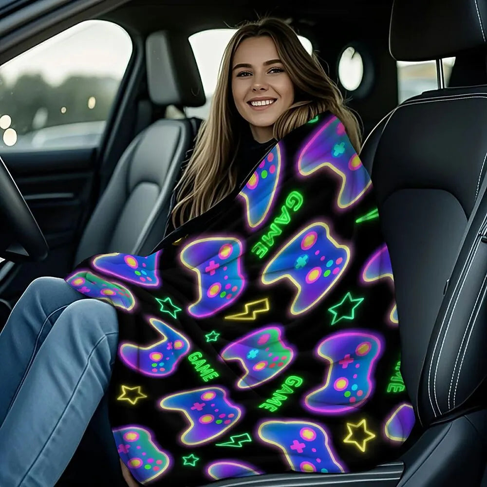 Neon Game Controller Multipurpose Throw Blanket