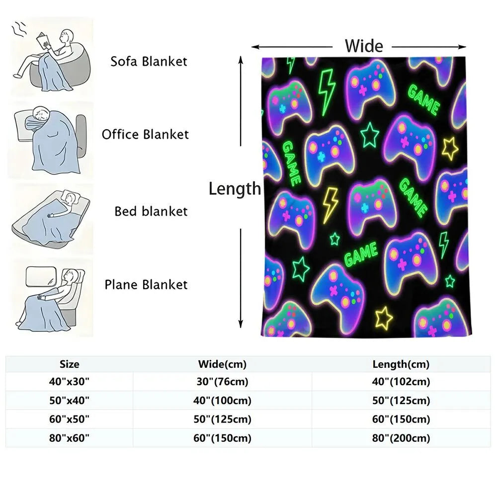 Neon Game Controller Multipurpose Throw Blanket