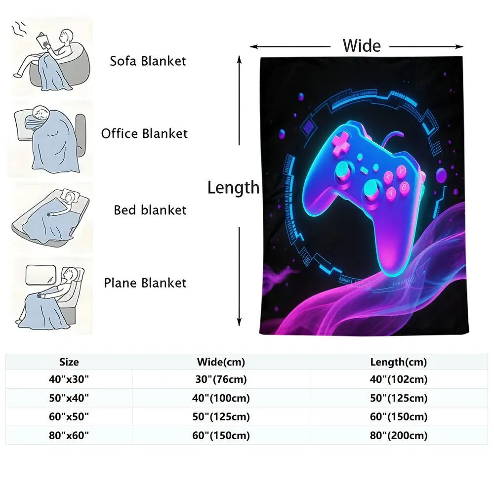 Neon Game Controller Multipurpose Throw Blanket