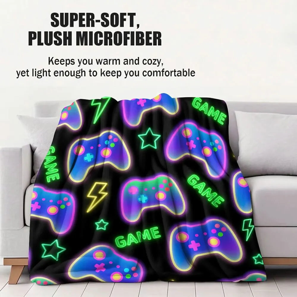 Neon Game Controller Multipurpose Throw Blanket