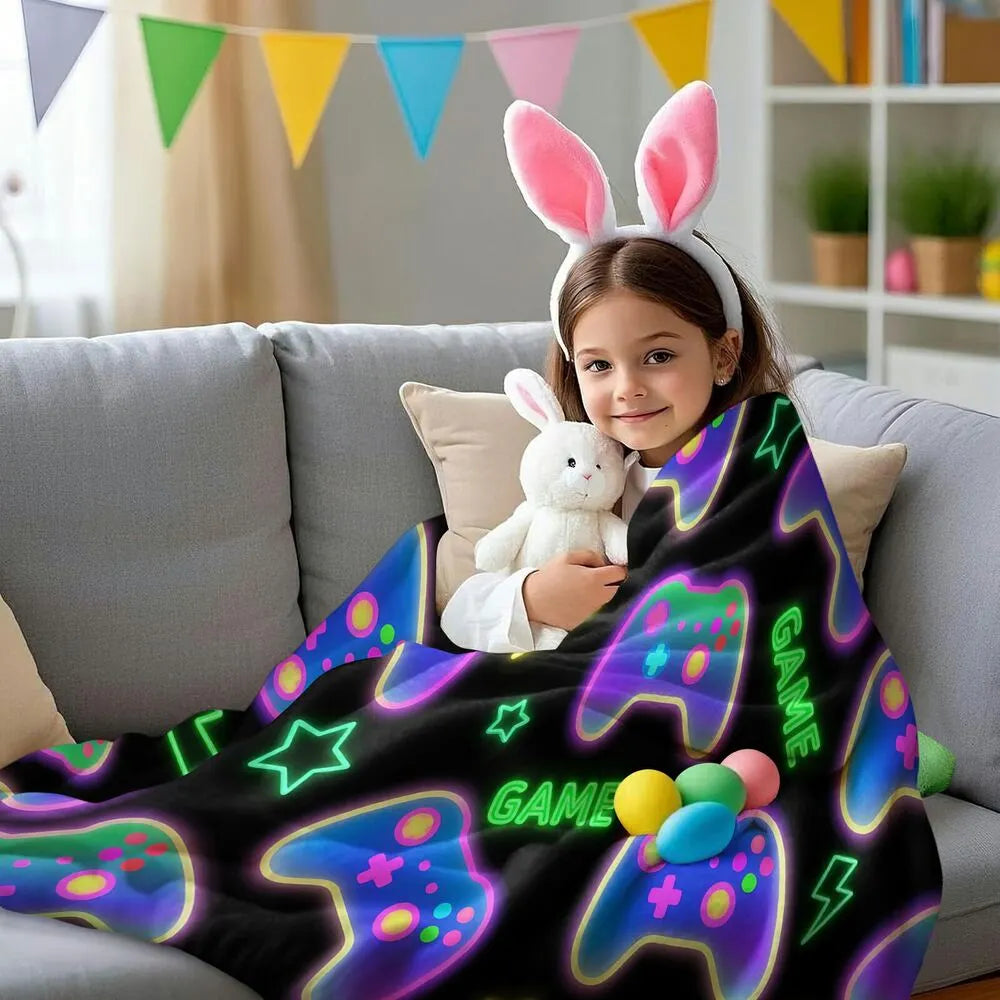 Neon Game Controller Multipurpose Throw Blanket