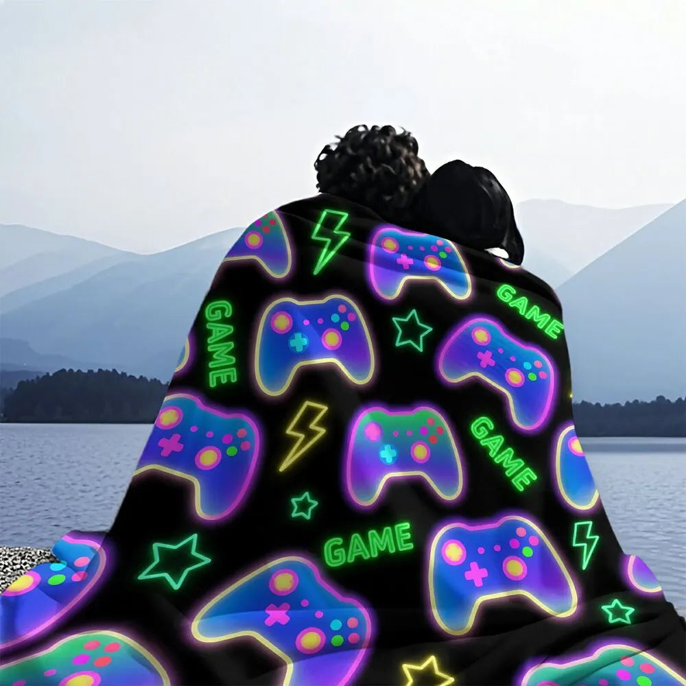 Neon Game Controller Multipurpose Throw Blanket
