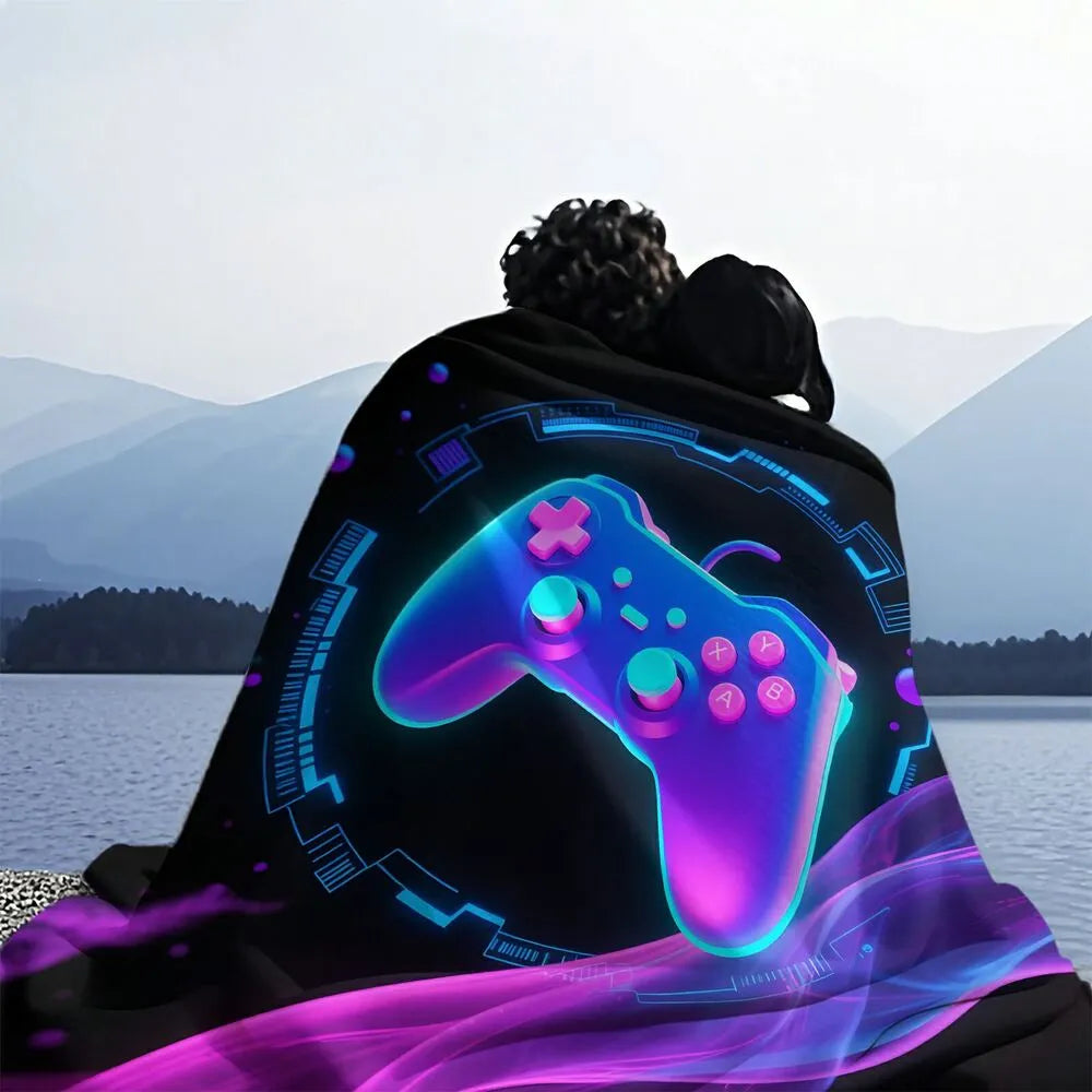Neon Game Controller Multipurpose Throw Blanket