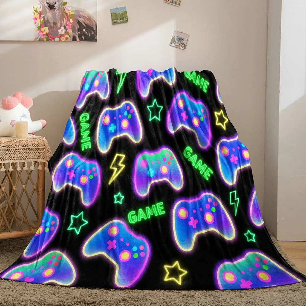 Neon Game Controller Multipurpose Throw Blanket