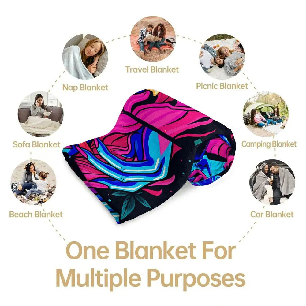 Neon Pop Art Style Multipurpose Throw Blanket