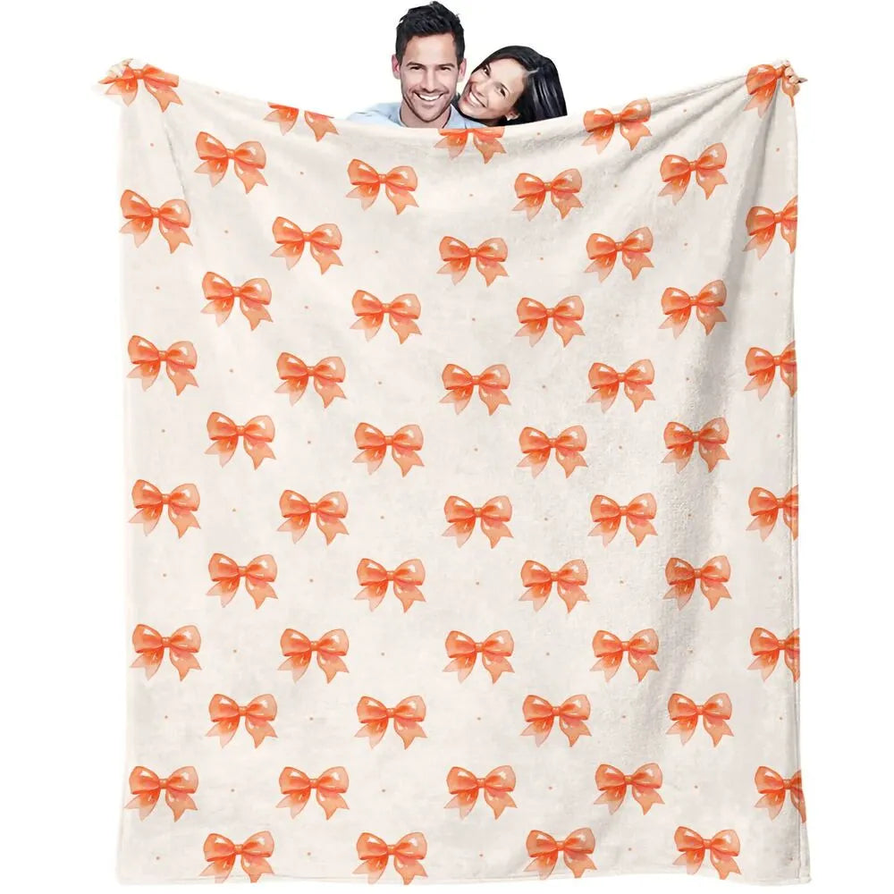 Orange Bow Pattern Multipurpose Throw Blanket