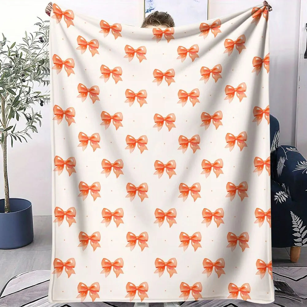 Orange Bow Pattern Multipurpose Throw Blanket
