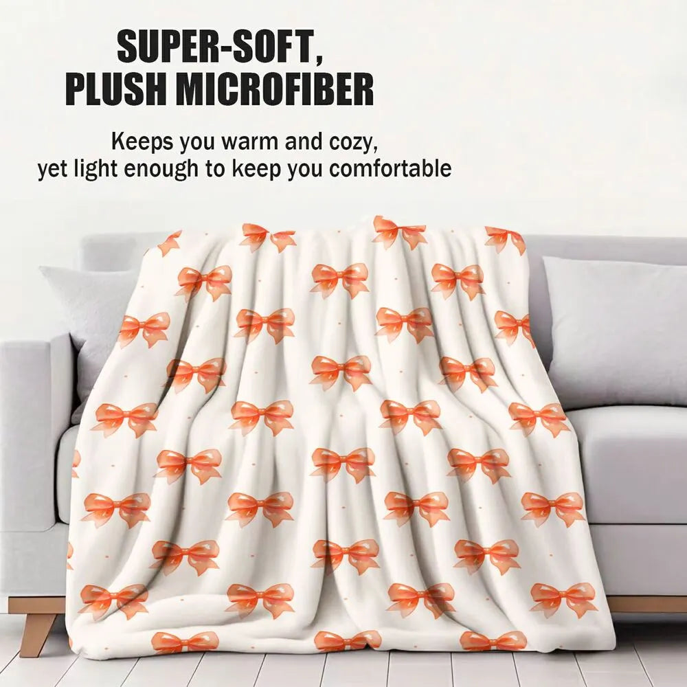 Orange Bow Pattern Multipurpose Throw Blanket