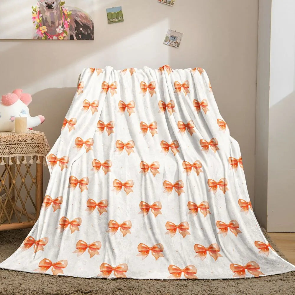 Orange Bow Pattern Multipurpose Throw Blanket