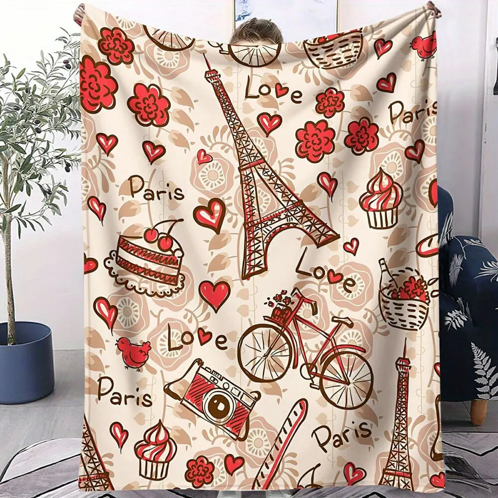 Paris - Themed Doodle Multipurpose Throw Blanket