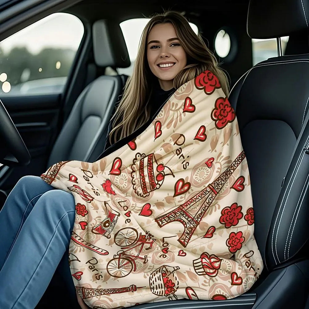 Paris - Themed Doodle Multipurpose Throw Blanket
