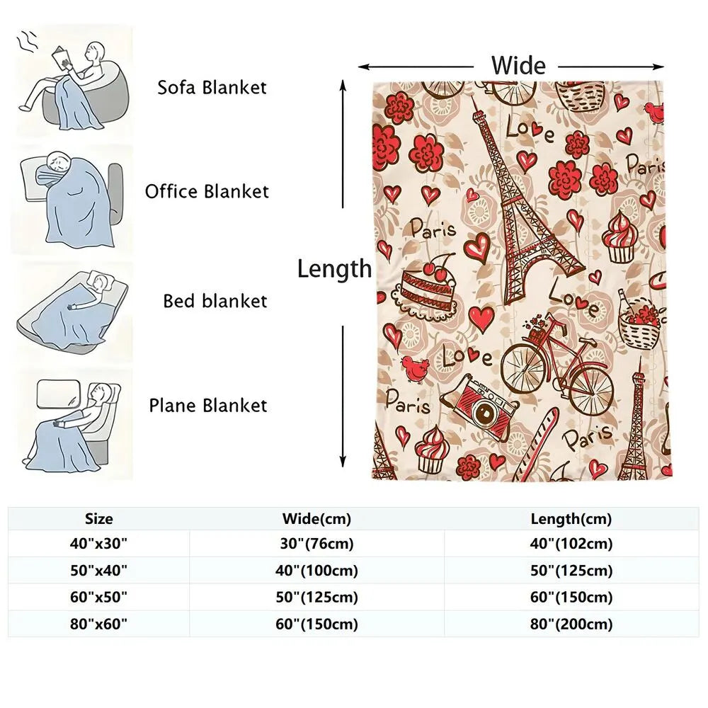 Paris - Themed Doodle Multipurpose Throw Blanket
