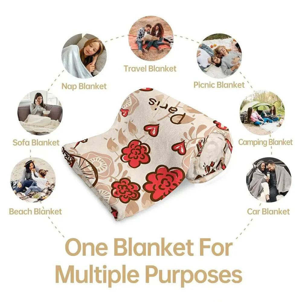 Paris - Themed Doodle Multipurpose Throw Blanket