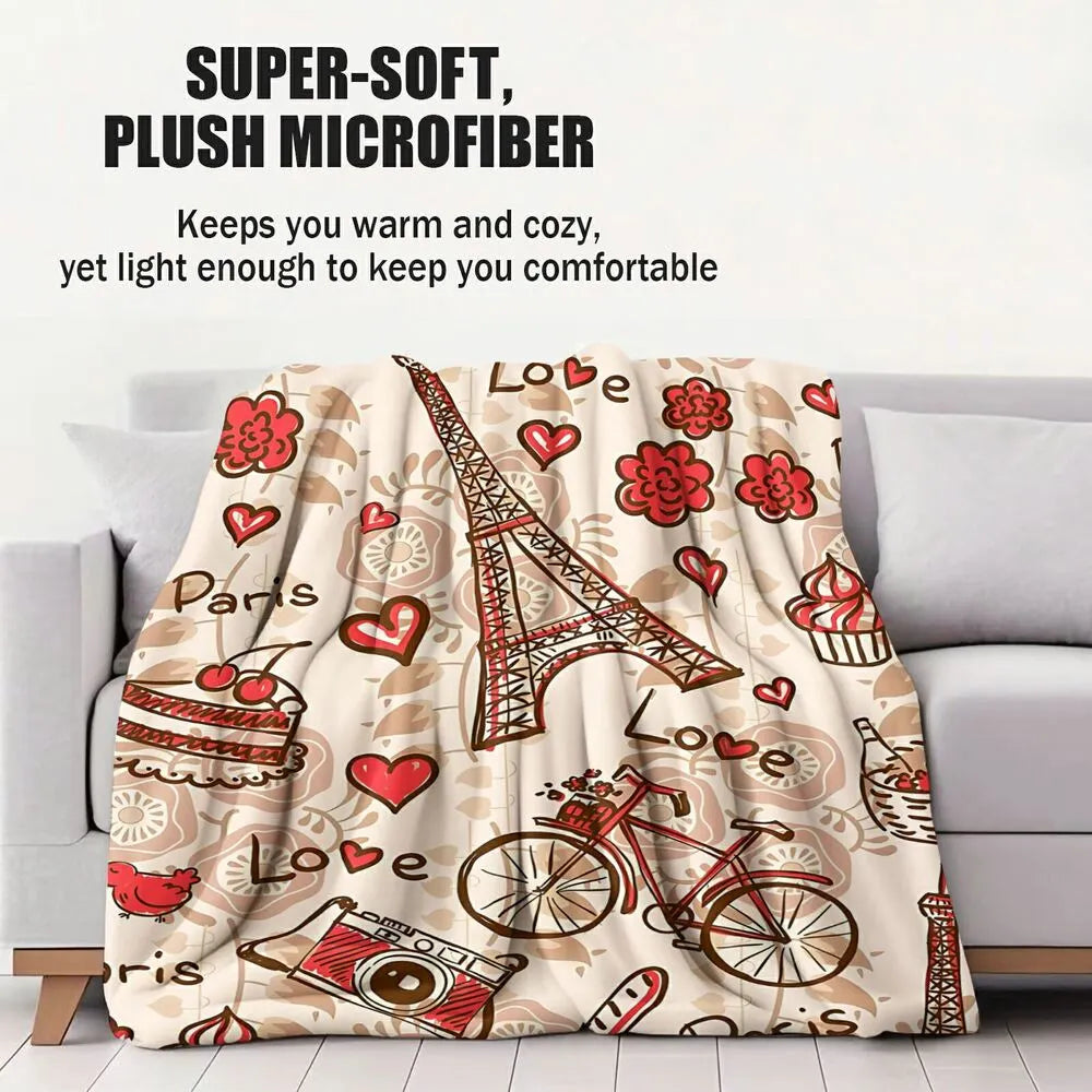 Paris - Themed Doodle Multipurpose Throw Blanket