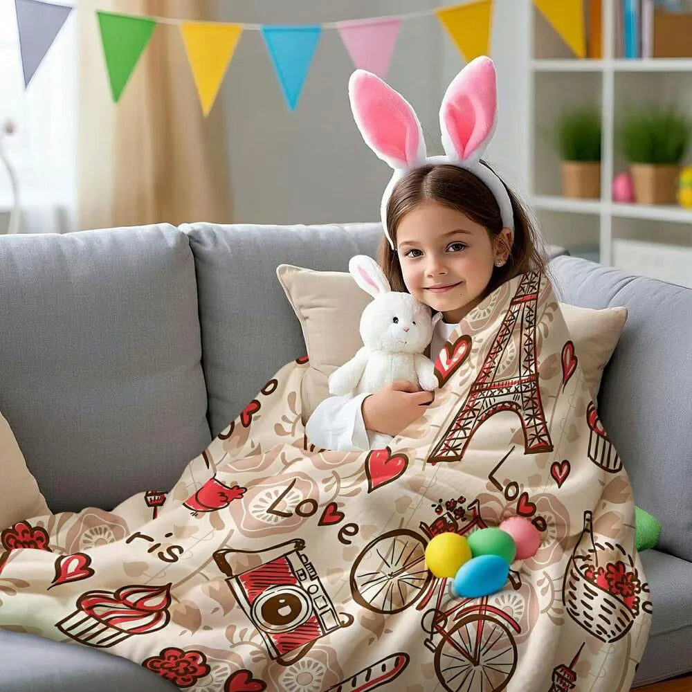 Paris - Themed Doodle Multipurpose Throw Blanket