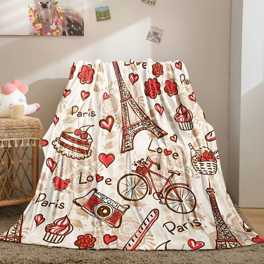 Paris - Themed Doodle Multipurpose Throw Blanket