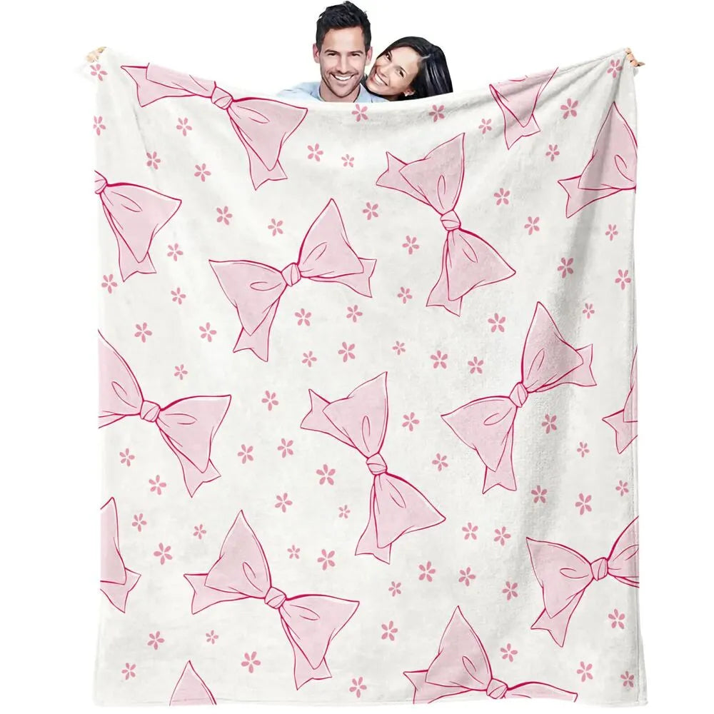 Pink Bow & Floral Multipurpose Throw Blanket
