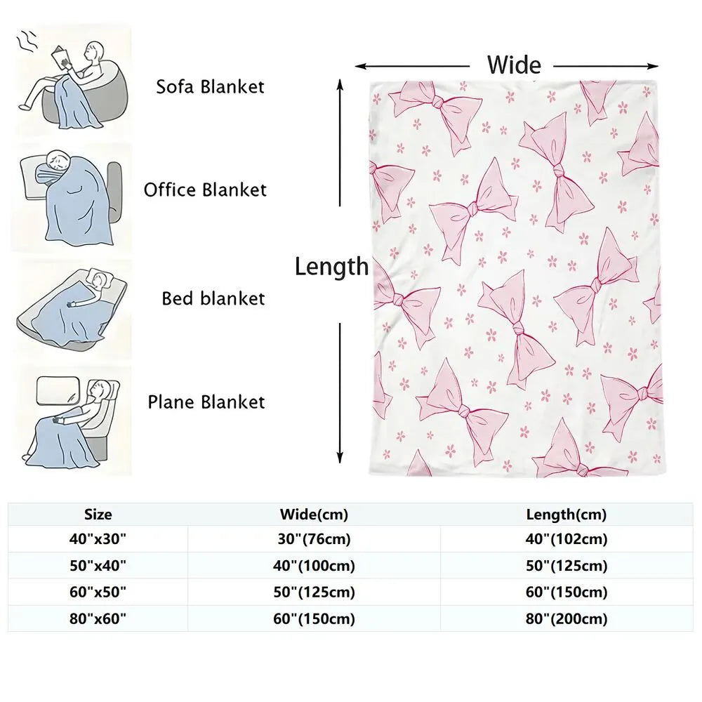 Pink Bow & Floral Multipurpose Throw Blanket