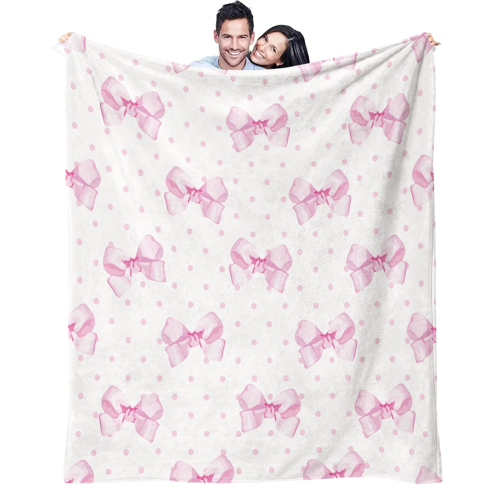 Pink Bow & Polka Dot Multipurpose Throw Blanket