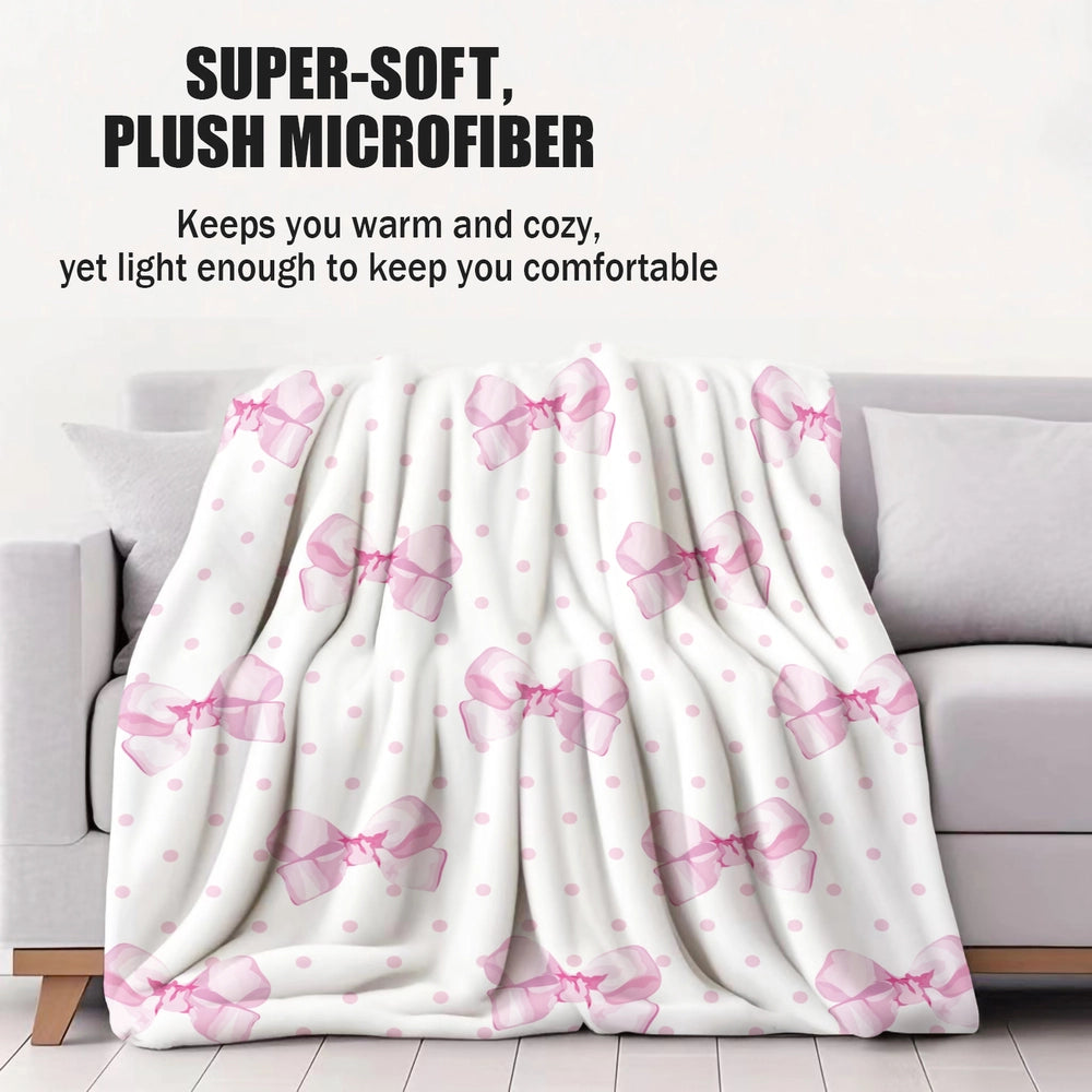 Pink Bow & Polka Dot Multipurpose Throw Blanket