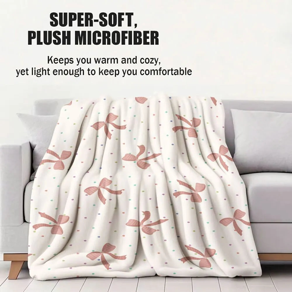Pink Bow & Polka Dot Multipurpose Throw Blanket