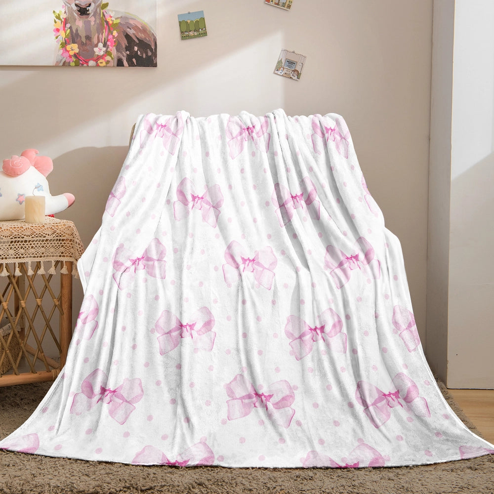 Pink Bow & Polka Dot Multipurpose Throw Blanket
