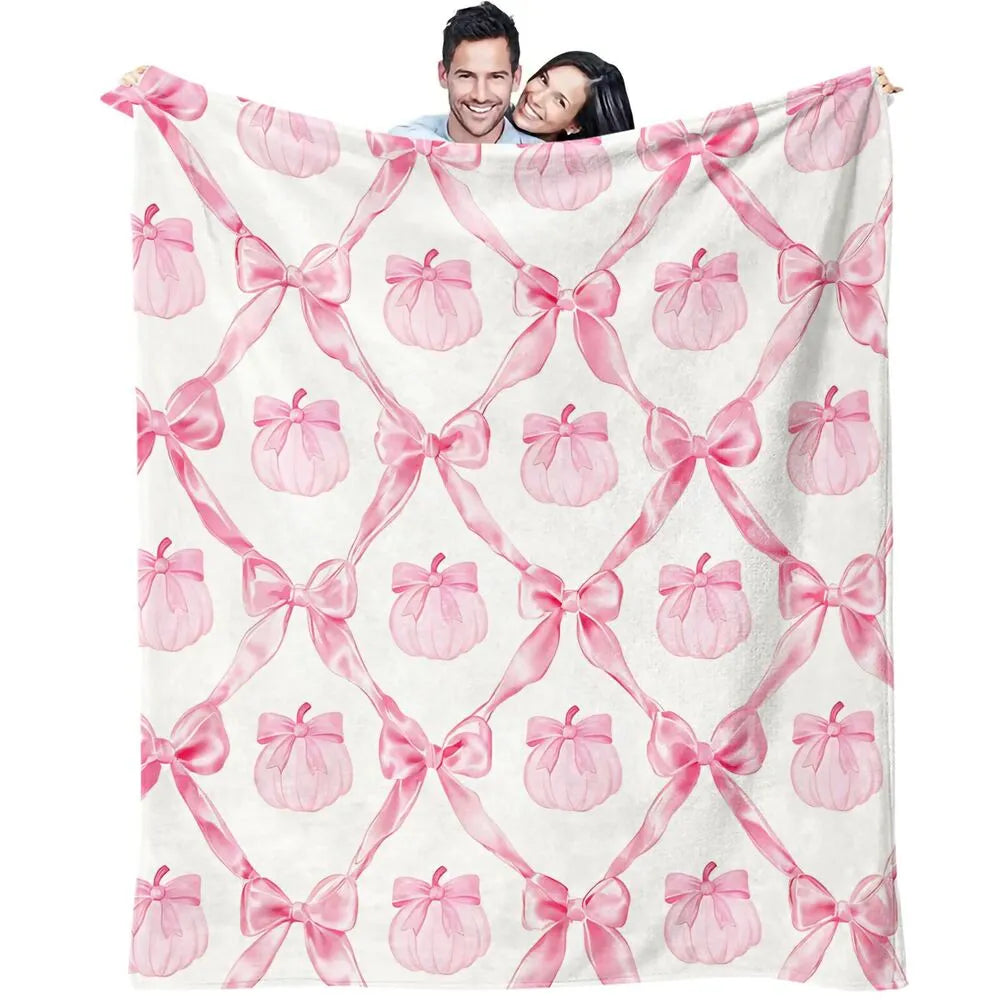 Pink Bow and Gift Pattern Multipurpose Throw Blanket