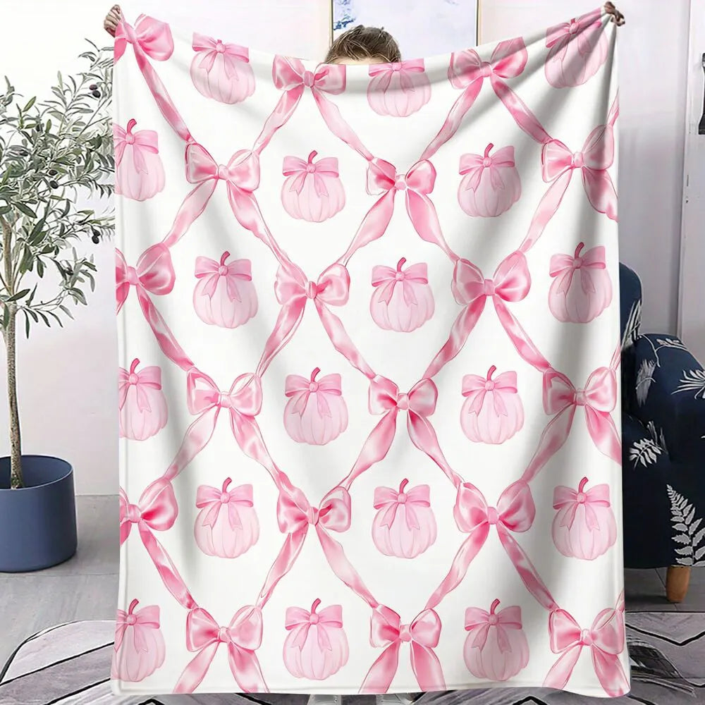 Pink Bow and Gift Pattern Multipurpose Throw Blanket