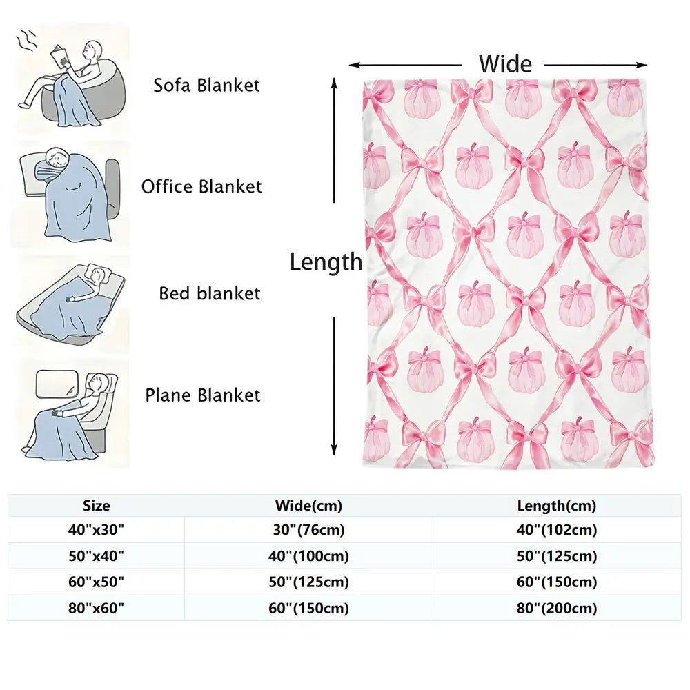 Pink Bow and Gift Pattern Multipurpose Throw Blanket
