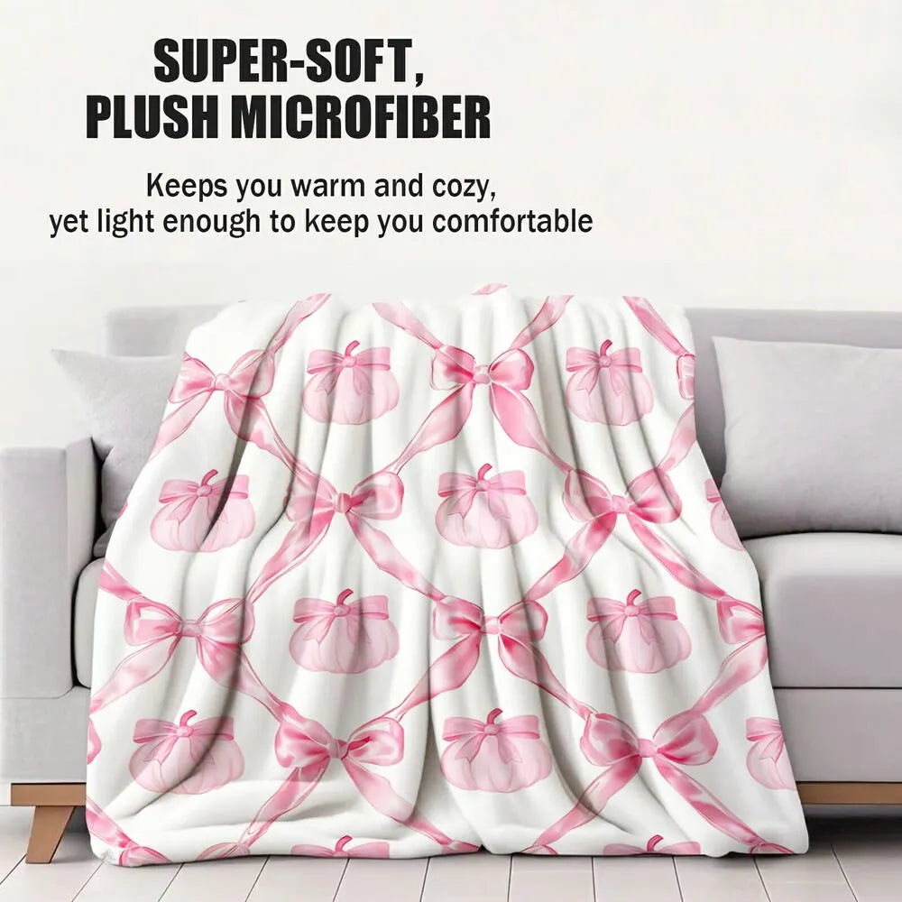 Pink Bow and Gift Pattern Multipurpose Throw Blanket