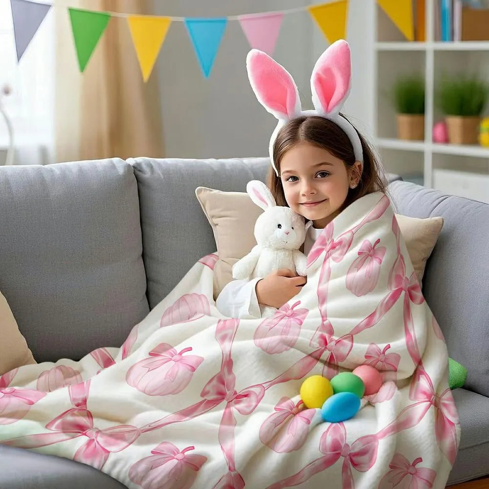 Pink Bow and Gift Pattern Multipurpose Throw Blanket