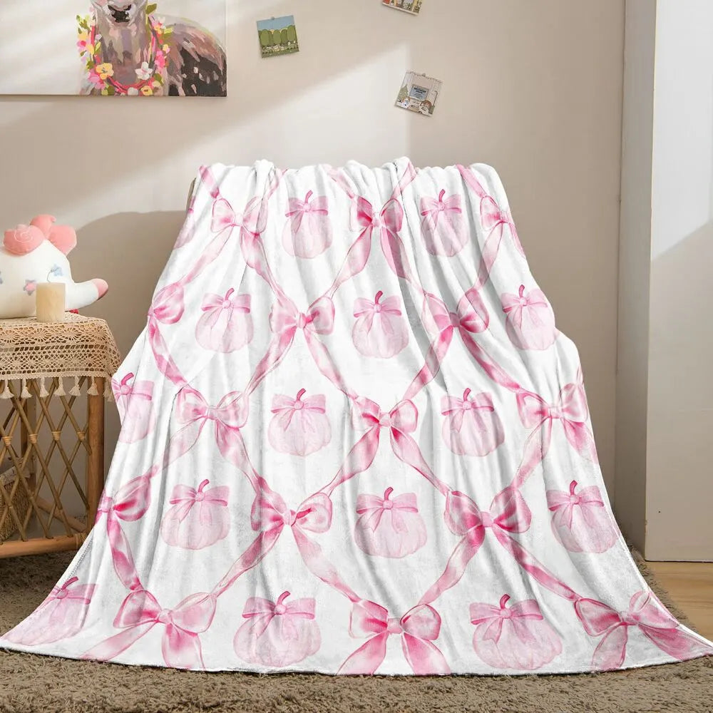Pink Bow and Gift Pattern Multipurpose Throw Blanket