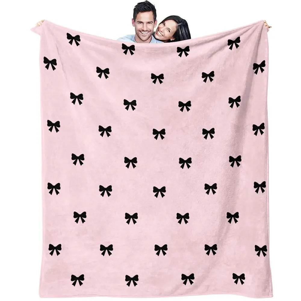 Pink with Black Bows Multipurpose Throw Blanket