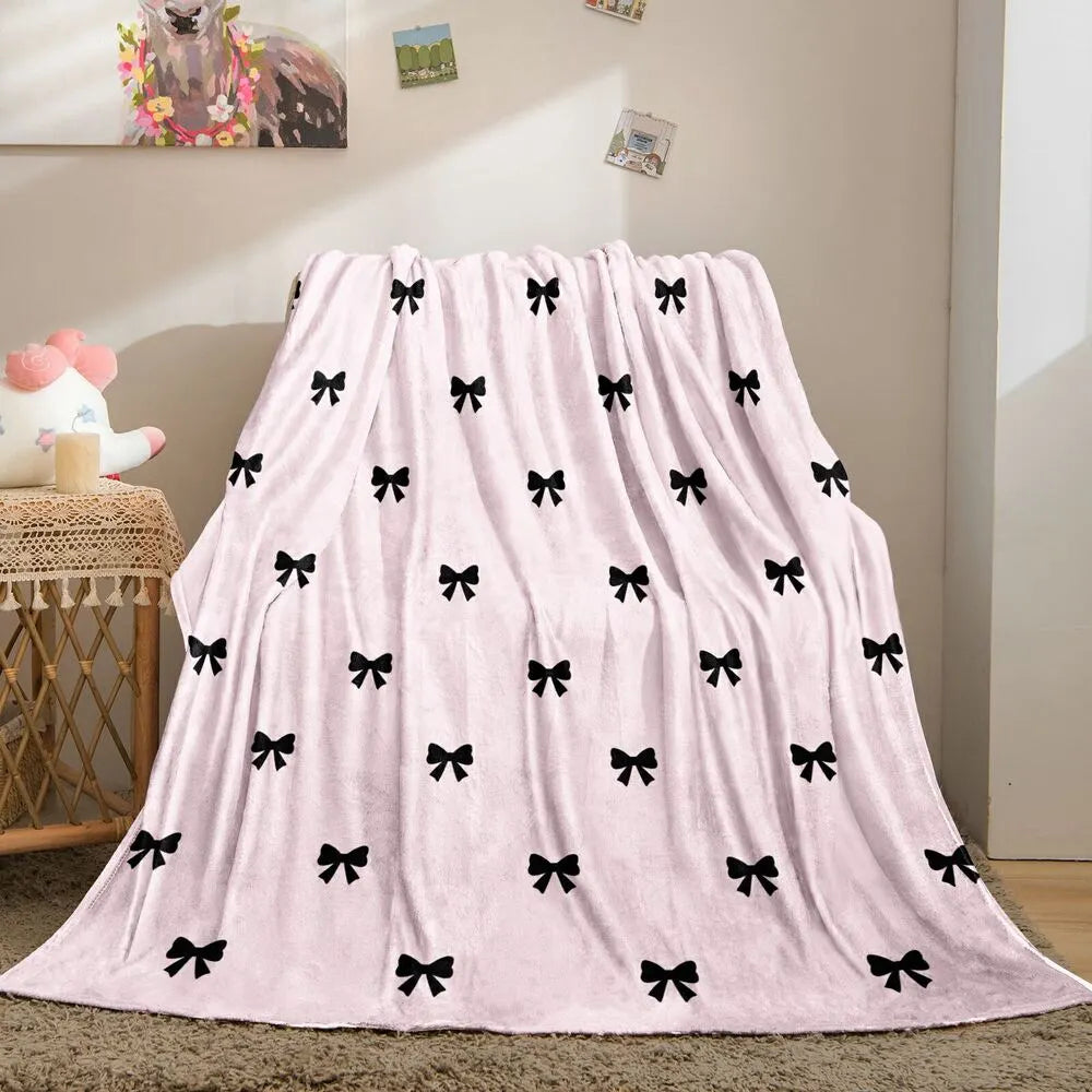 Pink with Black Bows Multipurpose Throw Blanket