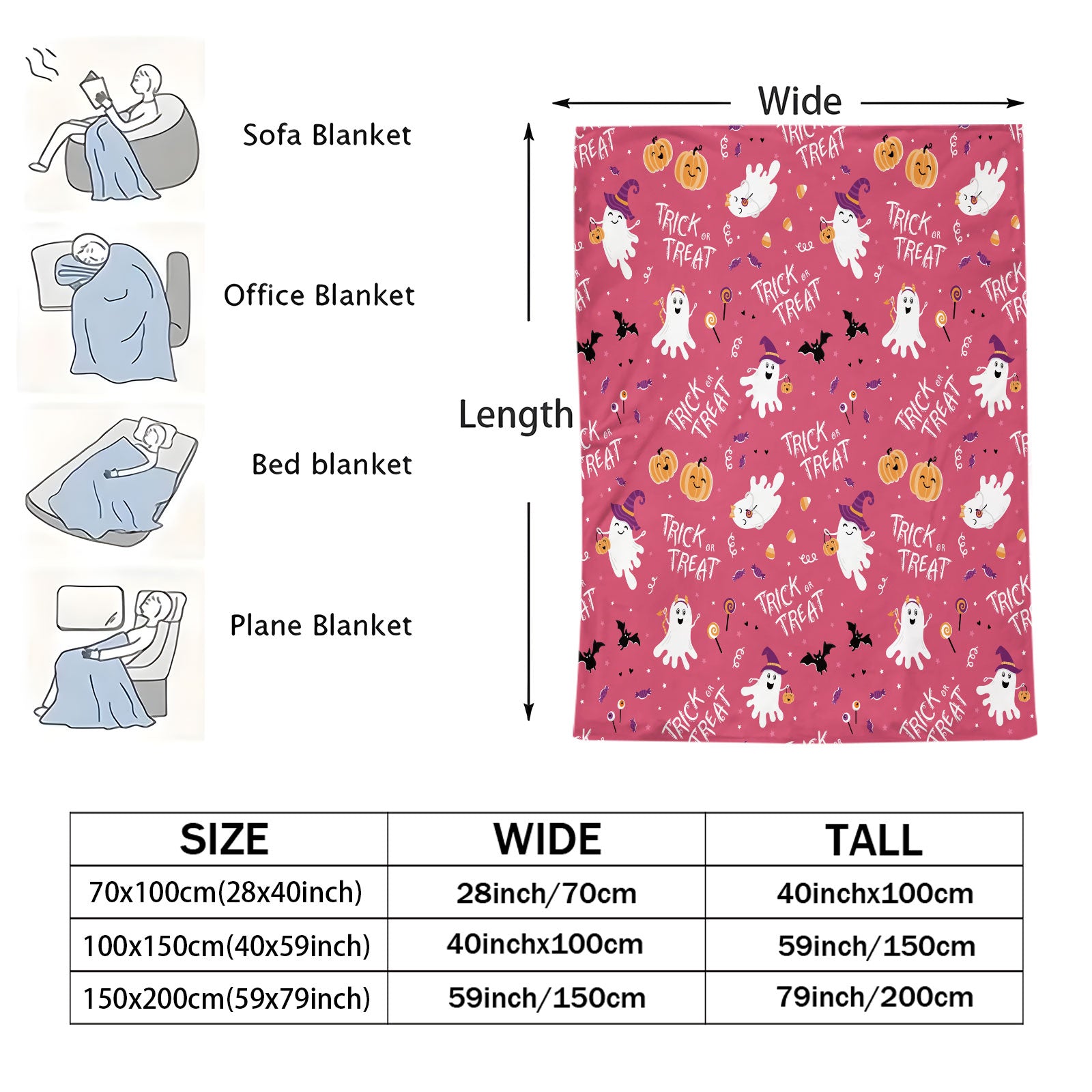 Pink Halloween Ghost Throw Blanket