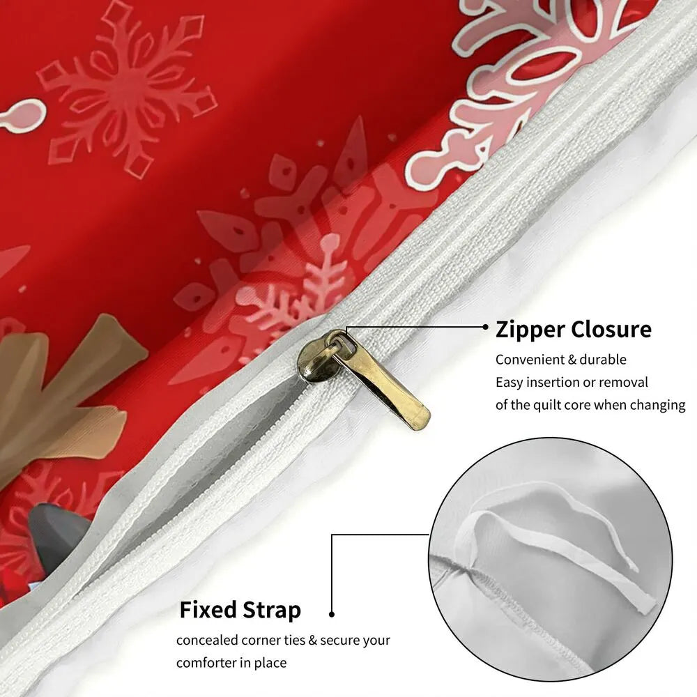 Plaid Snowman Christmas Gift Duvet Cover Set Kids Bedding Set